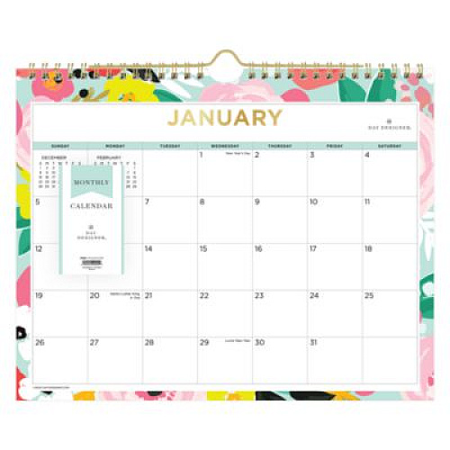 Blue Sky Day Designer Secret Garden Mint Monthly Wall Calendar, Floral Artwork, 11 x 8.75, Multicolor Sheets, 12-Month (Jan-Dec): 2026 (148632)