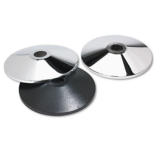 Tatco Adjusta-Tape Crowd Control Stanchion Base Only, Polished Aluminum, 14" Diameter, Silver, 2/Box Chrome - Cast Iron - 2 / Box (11501)