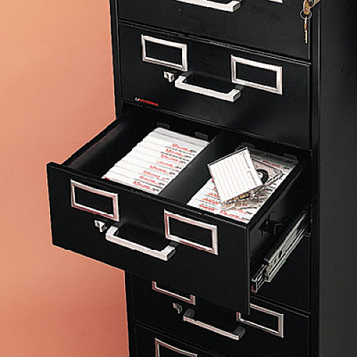 Eight-Drawer Multimedia/Card File Cabinet, Black, 15" x 28.5" x 52"