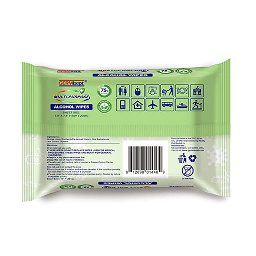 GERMisept Multipurpose Alcohol Wipes 50 Wipes/Pack 24 Packs/Carton