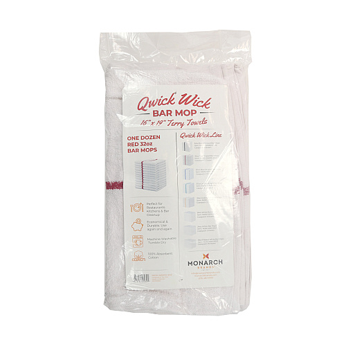 Qwick Wick Bar Mop Towel 30oz Red Stripe - Case Of 60 (N030-W65RD-5DZ)