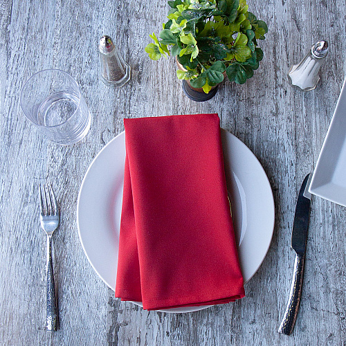 Mariposa Poly Spun Napkin 20x20 Red - Case Of 300 (NAP-R-SPUN-CS)