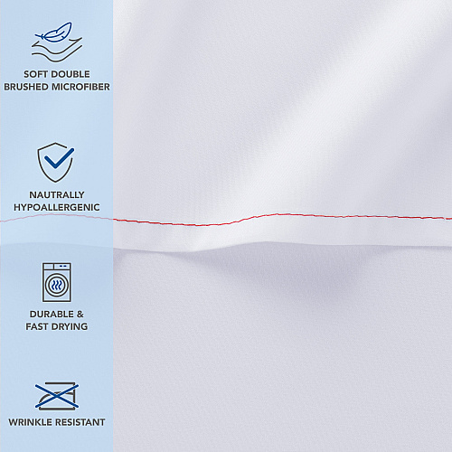 Host & Home Microfiber Flat Sheets Full - White W/ Red Hem - Case Of 24 (MFS-81108)