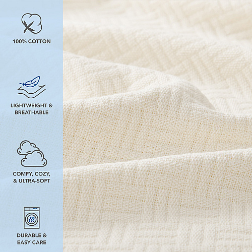 Host & Home Cotton Throw Blanket 50x70 Ivory - 1 Each (P-THCOT-5070-IV)