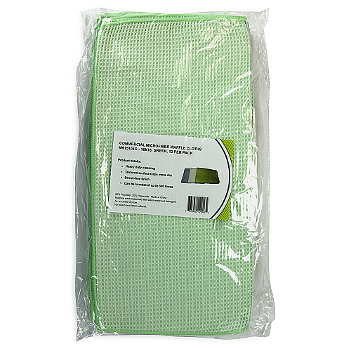 Smart Choice Waffle Cleaning Cloth 16x16 Green, Case Of 180 (M915104G)