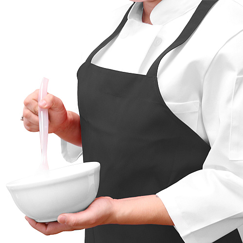 Mariposa Bib Apron 33x30 Black - Pack Of 12 (APRN-B-SPUN)