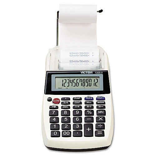 Victor 1205-4 Palm/Desktop One-Color Printing Calculator, Black Print, 2 Lines/Sec