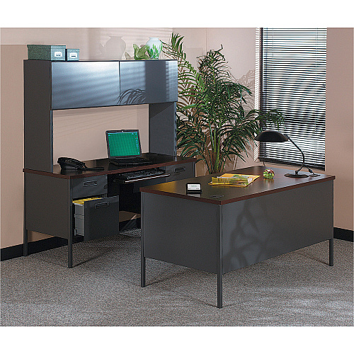 HON Metro Classic HP3276 Pedestal Desk 29.5" Height x 72" Width x 36" Depth - 5 x Box, File Drawer(s) - Double Pedestal - Square Edge - Finish: Charcoal - Glide, Scratch Resistant, Spill Resistant, Stain Resistant, Liquid Resistant, Durable, Stu (P3276NS)