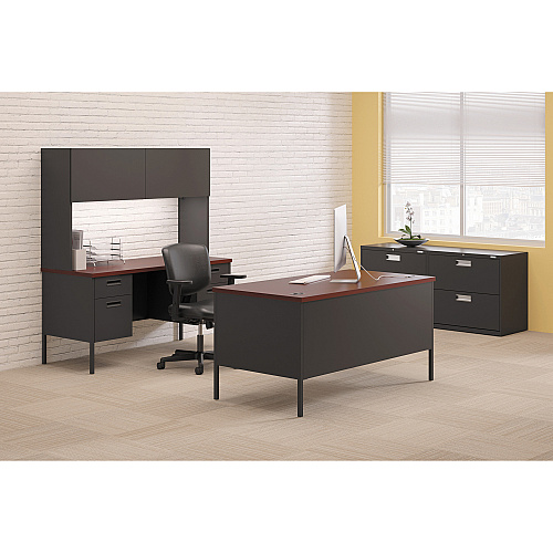 HON Metro Classic HP3276 Pedestal Desk 29.5" Height x 72" Width x 36" Depth - 5 x Box, File Drawer(s) - Double Pedestal - Square Edge - Finish: Charcoal - Glide, Scratch Resistant, Spill Resistant, Stain Resistant, Liquid Resistant, Durable, Stu (P3276NS)