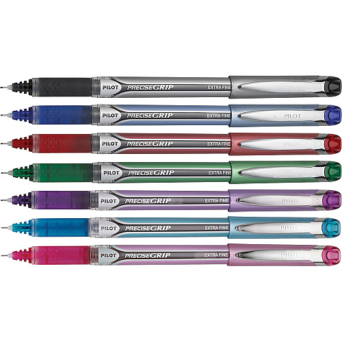 Pilot Precise Grip Roller Ball Pen, Stick, Extra-Fine 0.5 mm, Assorted Ink and Barrel Colors, 7/Pack (28864)
