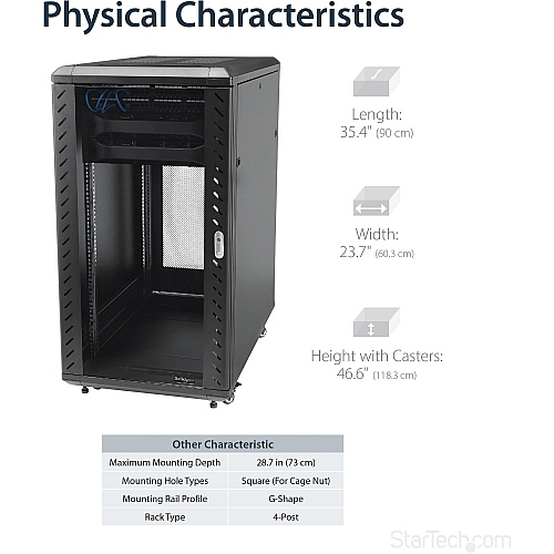 StarTech 22u 36in Knock-down Server Rack Cabinet (RK2236BKF)