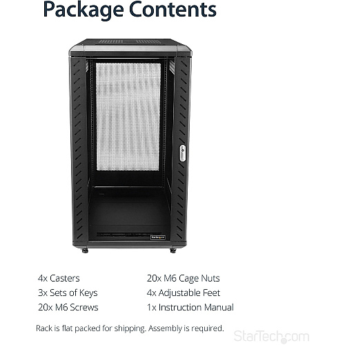 StarTech 22u 36in Knock-down Server Rack Cabinet (RK2236BKF)