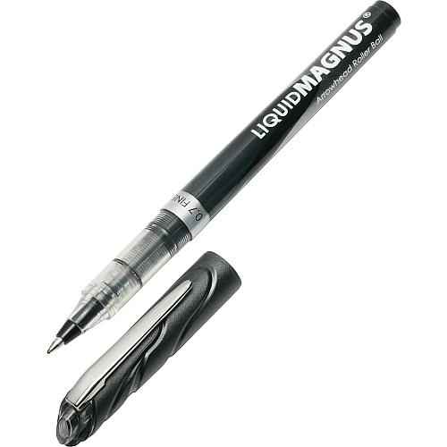 AbilityOne 7520014612664, SKILCRAFT Liquid Magnus Hybrid Gel Pen, Stick, Fine 0.7 mm, Black Ink, Clear/Black Barrel, Dozen