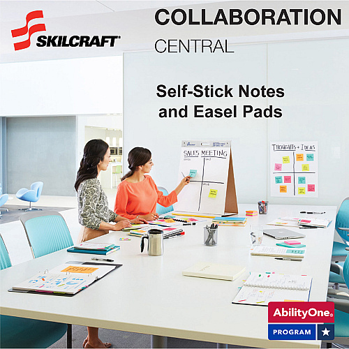 AbilityOne SKILCRAFT Self-Stick Easel Pad 30 Sheets - Plain - 18.50 lb Basis Weight - 25" x 30" - White Paper - Self-adhesive, Lightweight, Repositionable, Removable - 2 / Pack (3930104)