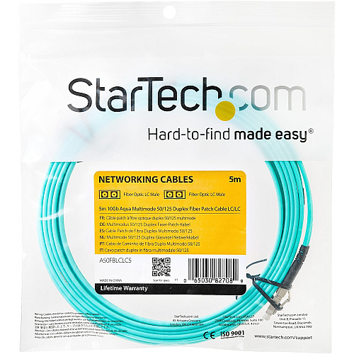 StarTech 5m 10 Gb Aqua Mm Fiber Patch Cable Lc/lc (A50FBLCLC5)