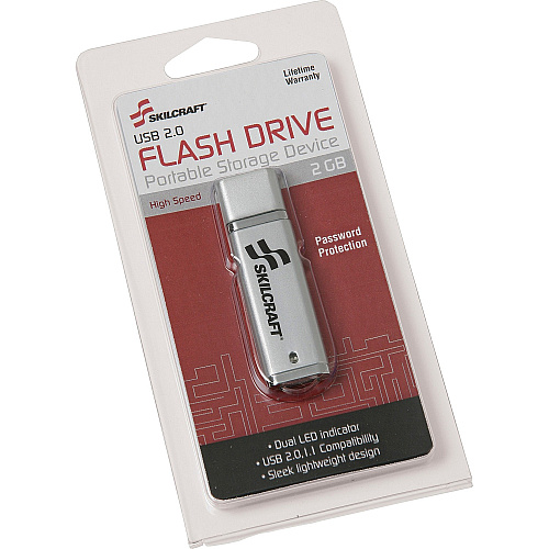 SKILCRAFT 2GB USB 2.0 Flash Drive 2 GB - USB 2.0 - 30 MB/s Read Speed - 20 MB/s Write Speed - Silver - Lifetime Warranty - 1 / Each (7045015584986)