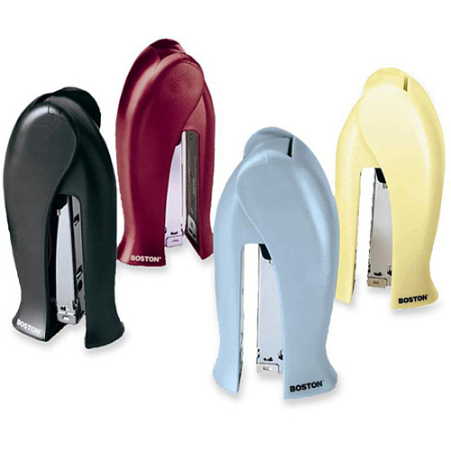 X-ACTO Boston Squeeze Stand Up Stapler Clamshell 12 Sheets Capacity - Half Strip - Assorted, Charcoal (73062)