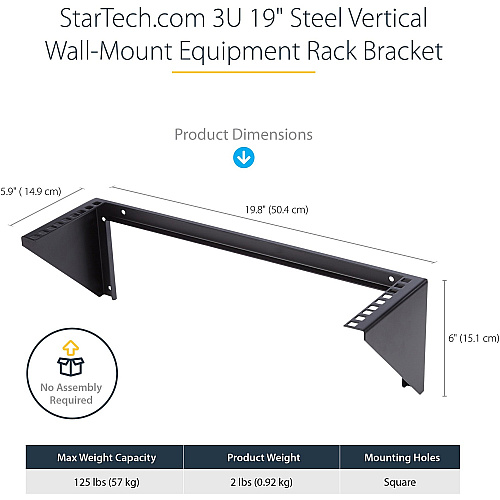 StarTech 3u 19in Vertical Wall Mount Rack Bracket (RK319WALLV)