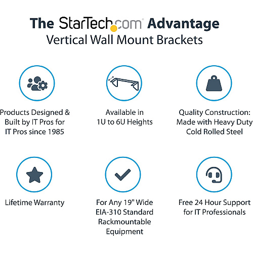 StarTech 1u 19in Vertical Wall Mount Rack Bracket (RK119WALLV)