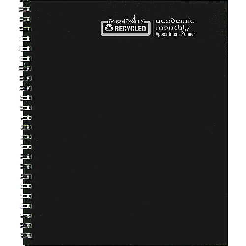 House of Doolittle Recycled Three-Hole Punched Wirebound Academic Monthly Planner, 11 x 8.5, Black Cover, 14-Month: July 2025 to Aug 2026 (26302)