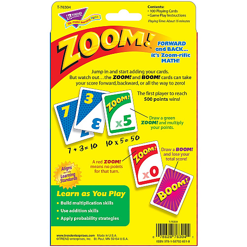 TREND Zoom Math Card Game, Ages 9 and Up, 100 Cards/Set (T76304)
