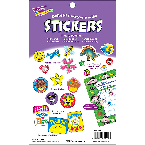 TREND Sticker Assortment Pack, Super Smiles and Stars, Assorted Colors, 738 Stickers/Pad (T5010)