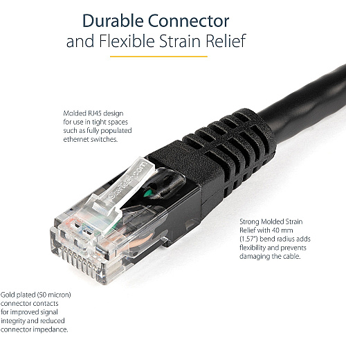 StarTech 35ft Cat6 Ethernet Cable Black Cat 6 Poe (C6PATCH35BK)