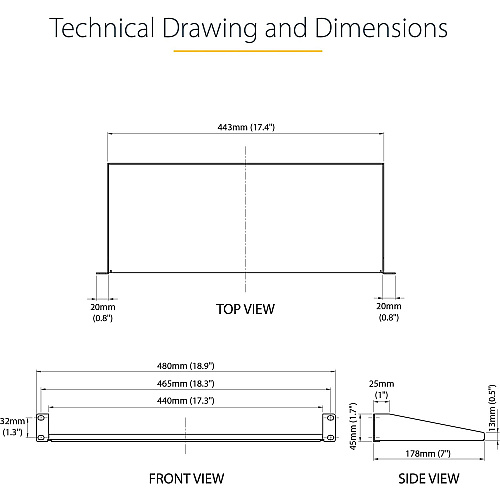 StarTech Rack Mount Shelf 1u 7in Depth Fixed (CABSHELF1U)