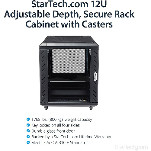 StarTech 12u 29in Knock-down Server Rack Cabinet (RK1236BKF)