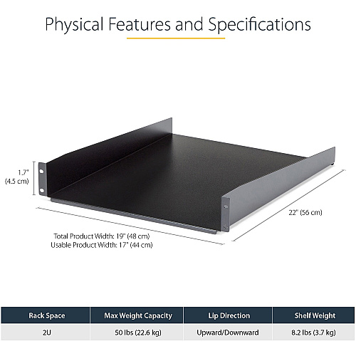 StarTech 2u 22in Fixed Rack Mount Cantilever Shel (CABSHELF22)