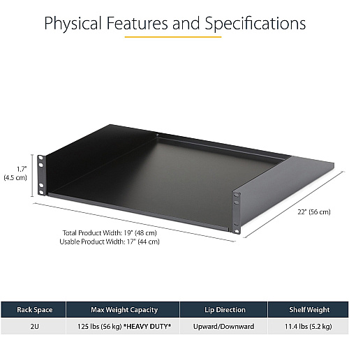 StarTech 2u Fixed Sever Rack Mount Shelf (CABSHELFHD)