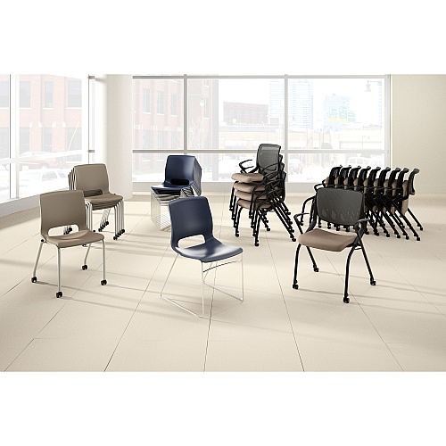 HON Motivate Chair Plastic Seat Material - Plastic Back Material - Chrome Frame Color - Steel, Reinforced Resin Frame Material - Plastic - 4 / Carton (MS101RE)