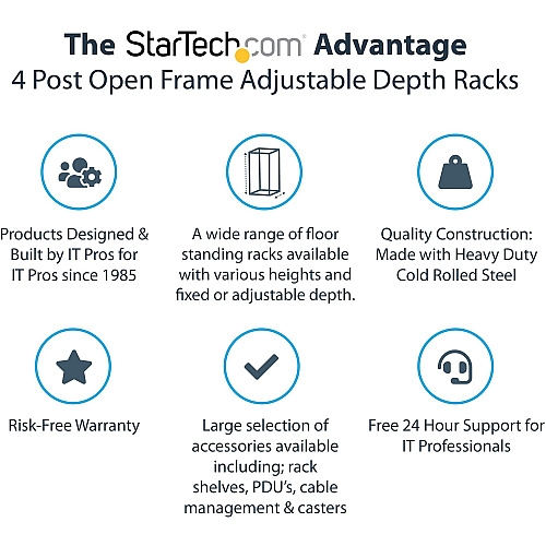 StarTech 42u 19in Open Frame Server Rack 22-40in (4POSTRACK42)