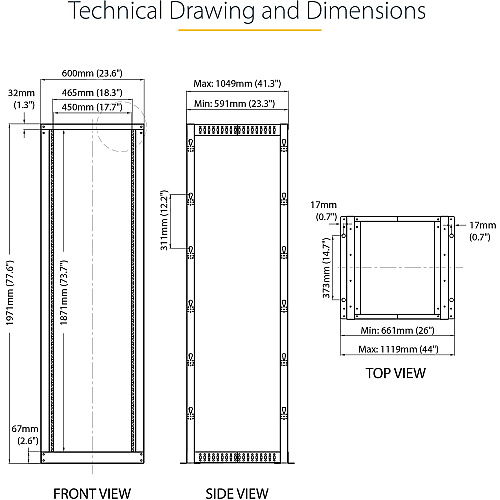 StarTech 42u 19in Open Frame Server Rack 22-40in (4POSTRACK42)