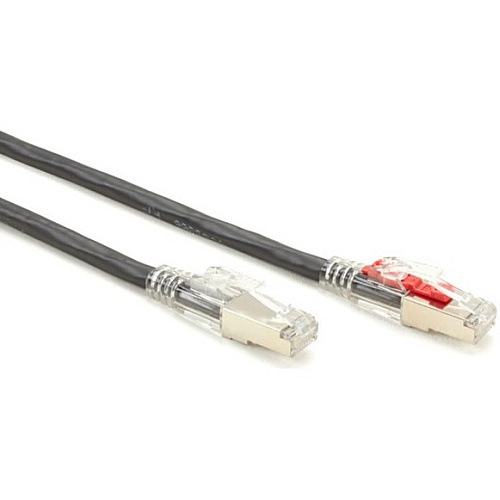 Black Box Cat6a 650-mhz Locking Snagless Stranded Ethernet Patch Cable-shielded(s/ftp), Cm Pvc (rj45 M/m), Black, 15-ft. (4.6-m) (C6APC80SBK15)