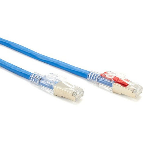 Black Box Cat6a 650-mhz Locking Snagless Stranded Ethernet Patch Cable-shielded (s/ftp), Cm Pvc (rj45 M/m), Blue, 15-ft. (4.6-m) (C6APC80SBL15)