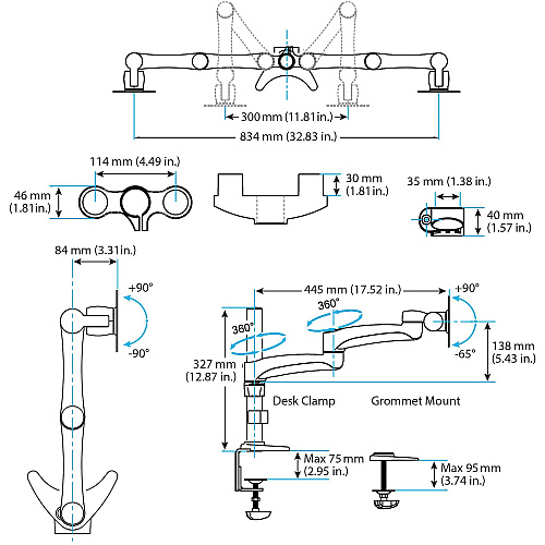StarTech Dual Monitor Arm For Up To 24 Monitors (ARMDUAL)