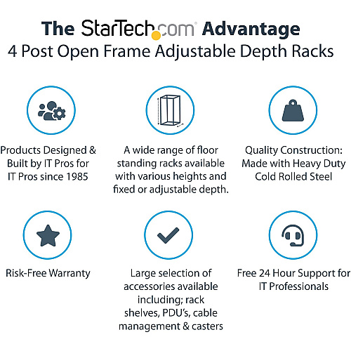 StarTech 25u Adjustable Depth 4 Post Server Rack (4POSTRACK25U)