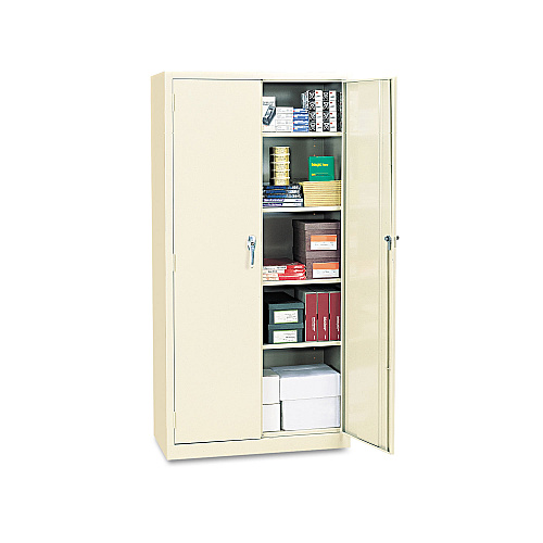 Alera Assembled 78" High Heavy-Duty Welded Storage Cabinet, Four Adjustable Shelves, 36w x 24d, Putty (ALECM7824PY)