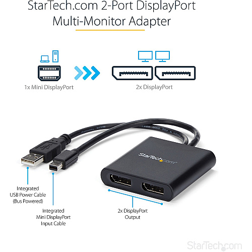 StarTech Mdp To 2x Dp Multi Monitor Adapter/mst (MSTMDP122DP)
