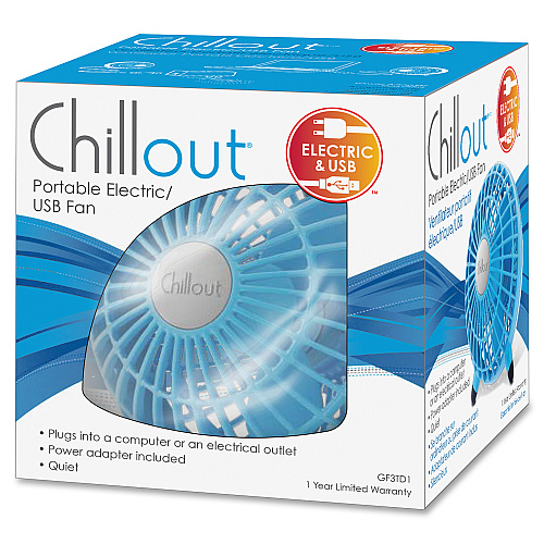 Chillout USB Fan 1 Speed - Quiet - Plastic - Turquoise, Teal (GF3T)