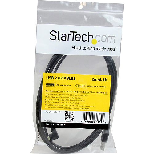 StarTech 6ft Angled Micro-usb Charge & Sync Cable (USBAUB2MRA)