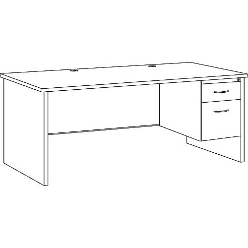 Lorell Walnut Laminate Commercial Steel Desk Series Pedestal Desk - 2-Drawer 72" x 36" , 1.1" Top - 2 x Box, File Drawer(s) - Single Pedestal on Right Side - Material: Steel - Finish: Walnut Laminate, Black (LLR79143)