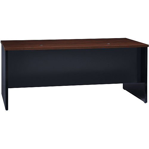 Lorell Walnut Laminate Commercial Steel Desk Series Pedestal Desk - 2-Drawer 72" x 36" , 1.1" Top - 2 x Box, File Drawer(s) - Single Pedestal on Right Side - Material: Steel - Finish: Walnut Laminate, Black (LLR79143)