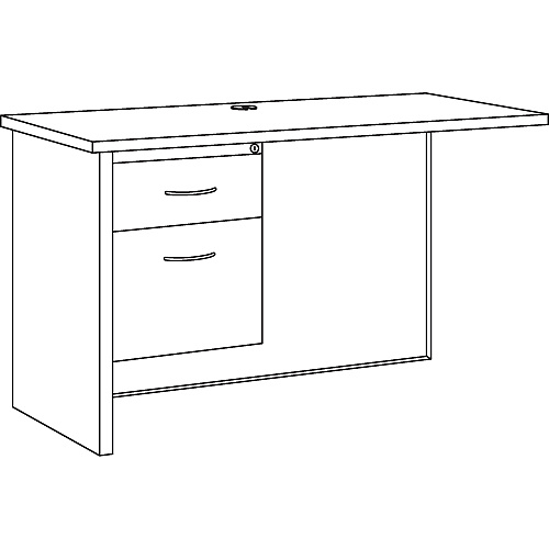 Lorell Walnut Laminate Commercial Steel Desk Series - 2-Drawer 48" x 24" , 1.1" Top - 2 x Box Drawer(s), File Drawer(s) - Single Pedestal on Left Side - Material: Steel - Finish: Walnut Laminate, Black (LLR79155)