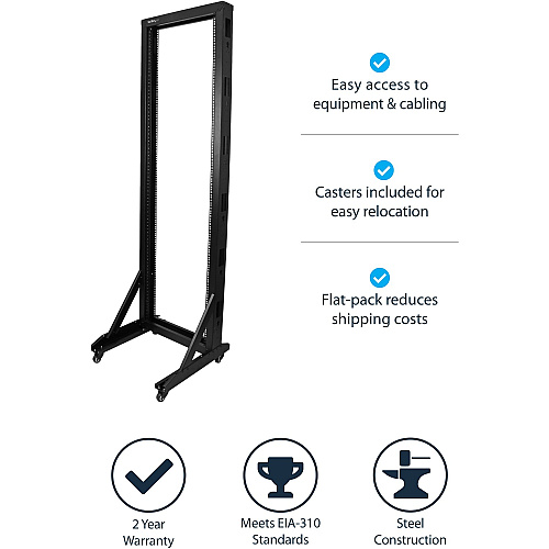 StarTech 2-post Server Rack With Casters - 42u (2POSTRACK42)