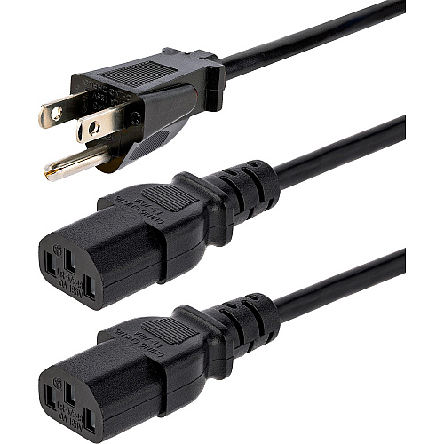 StarTech 10ft Power Y Cord, Nema 5-15p To 2x C13 (PXT101Y10)