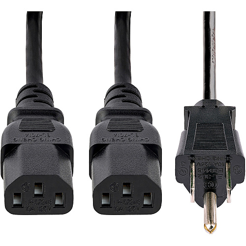 StarTech 10ft Power Y Cord, Nema 5-15p To 2x C13 (PXT101Y10)