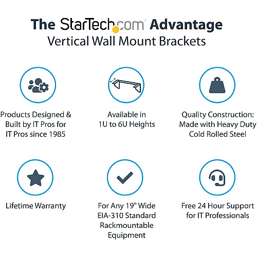 StarTech 6u 19in Vertical Wall Mount Rack Bracket (RK619WALLV)