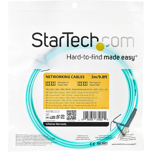 StarTech Fiber Optic Cable 3m Aqua Mm 50/125 Om4 (450FBLCLC3)